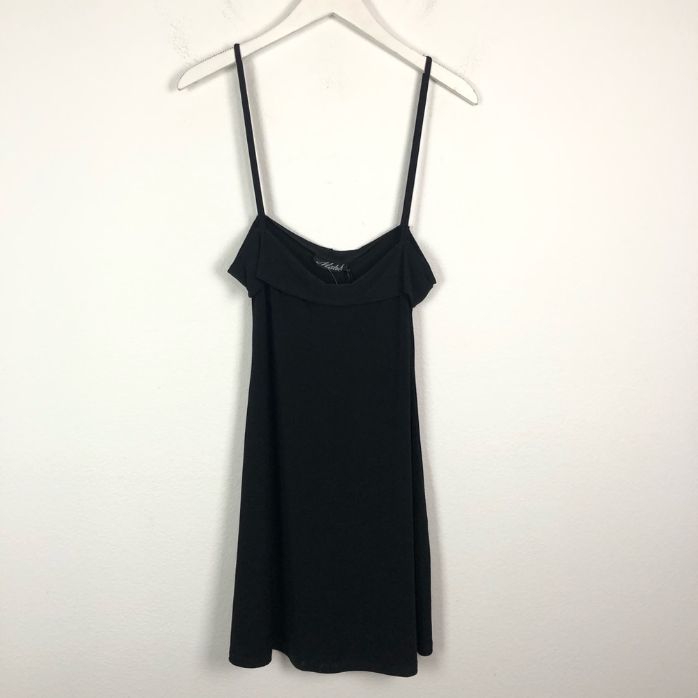Motel Rocks black square neck slip mini dress